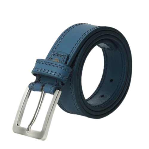 Navy Blue Leather Belt