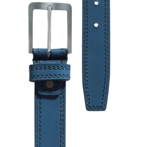 Navy Blue Leather Belt